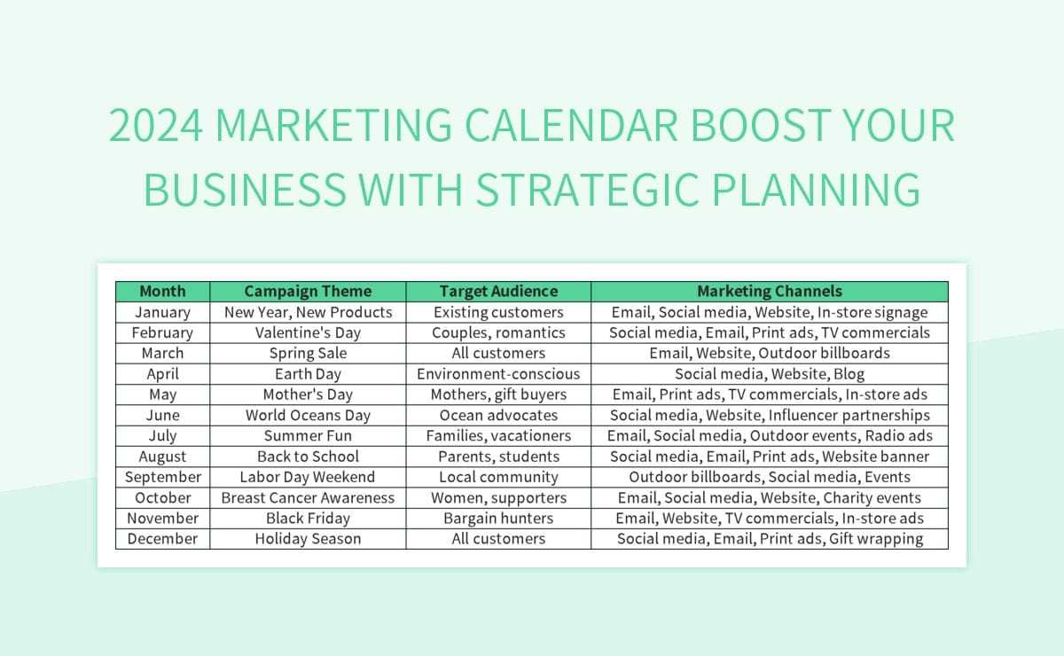 marketing events calendar template