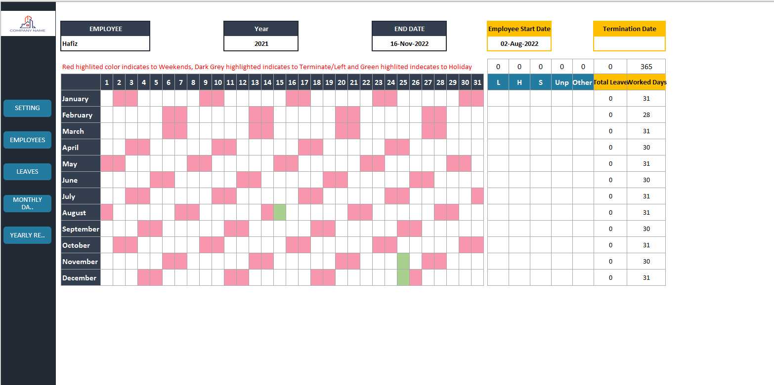 maternity leave calendar template