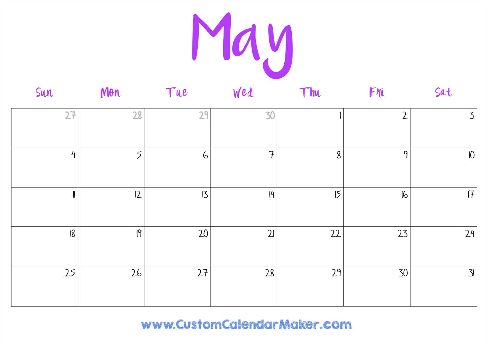 may 2025 calendar template free