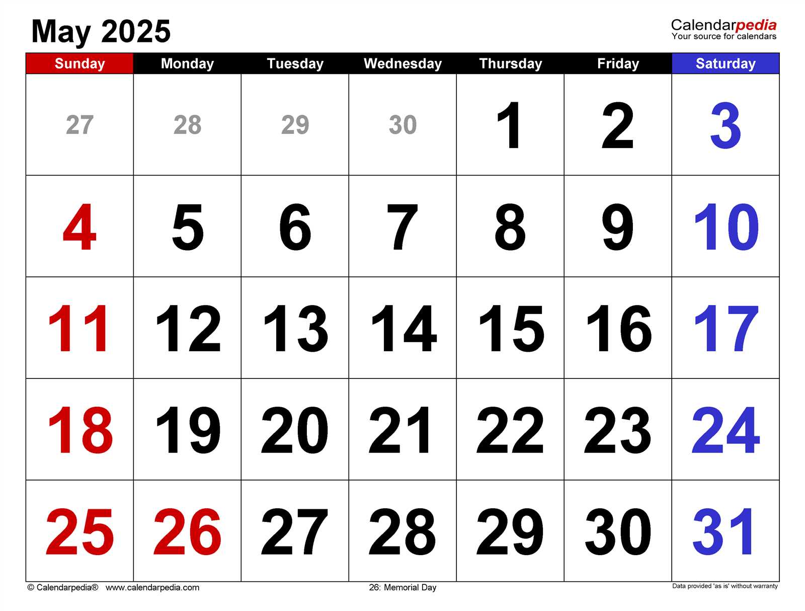 may 2025 calendar template free