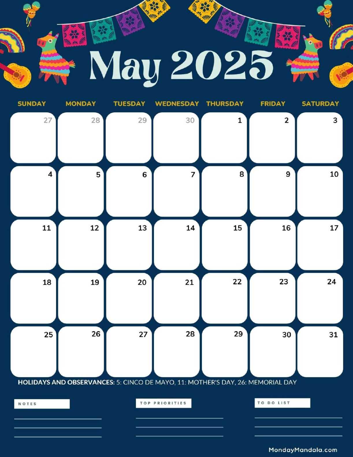 may 2025 calendar template free