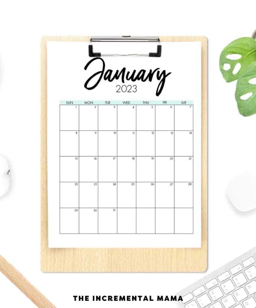 monthly calendar template free download