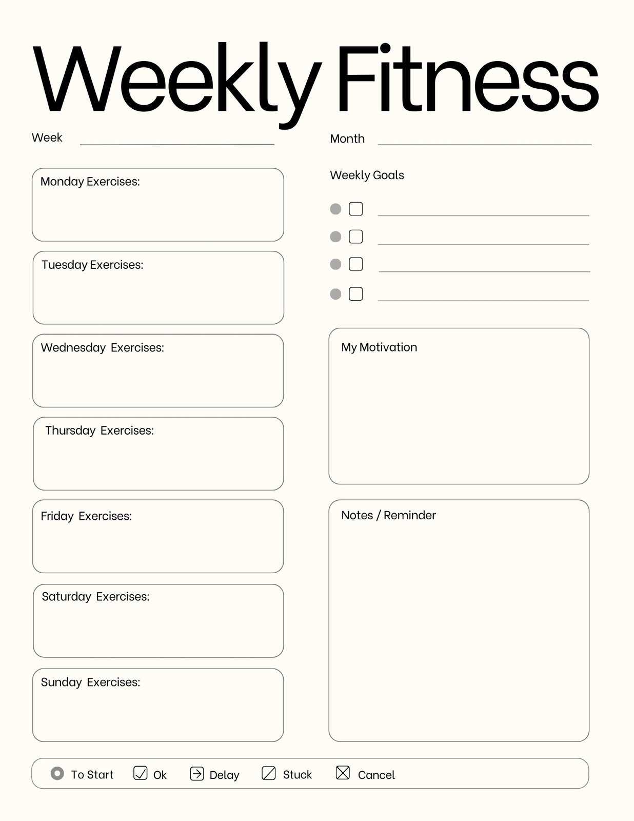 monthly workout calendar template