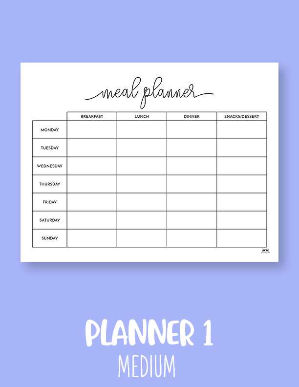 meal plan calendar template