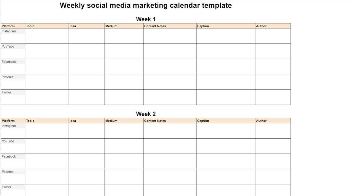 media plan calendar template