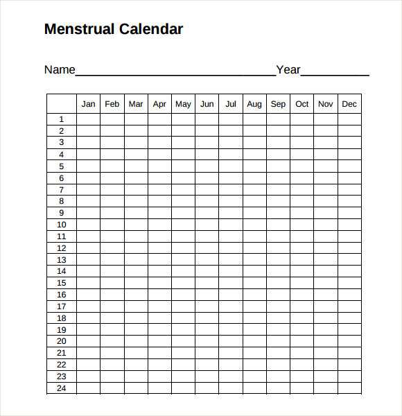 menstrual calendar template