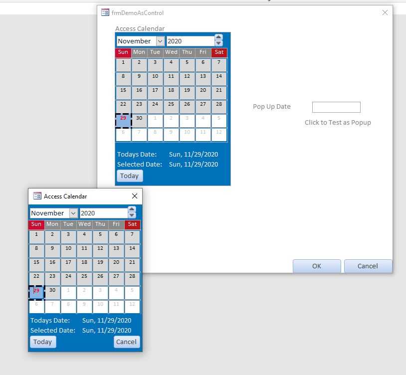 microsoft access calendar template