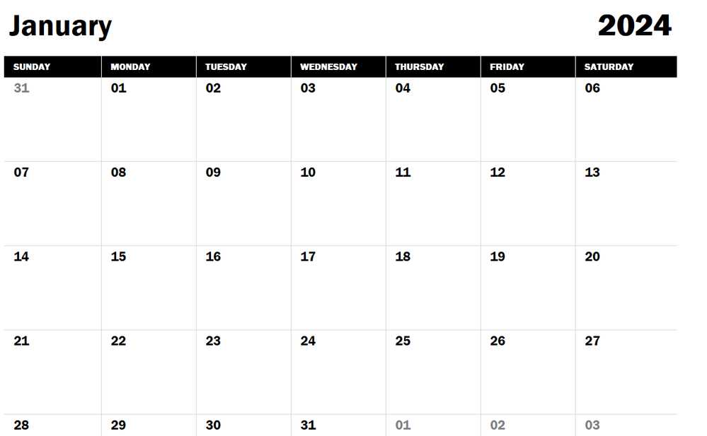 microsoft monthly calendar template