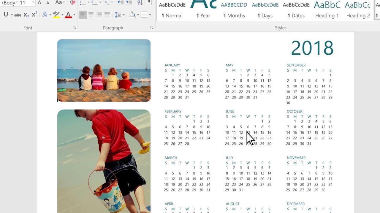 microsoft windows calendar template