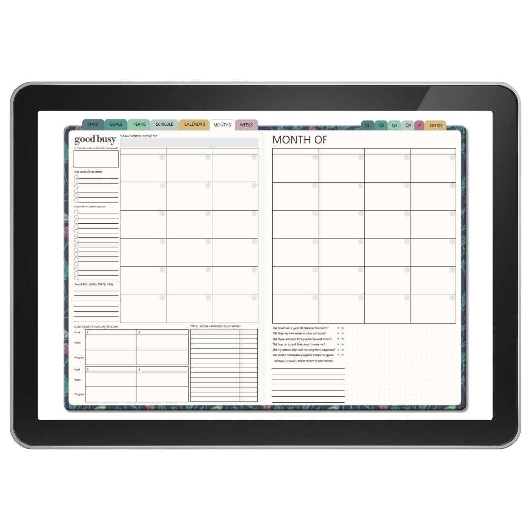 notability monthly calendar template free