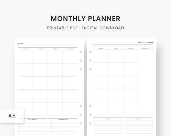 mini binder calendar template