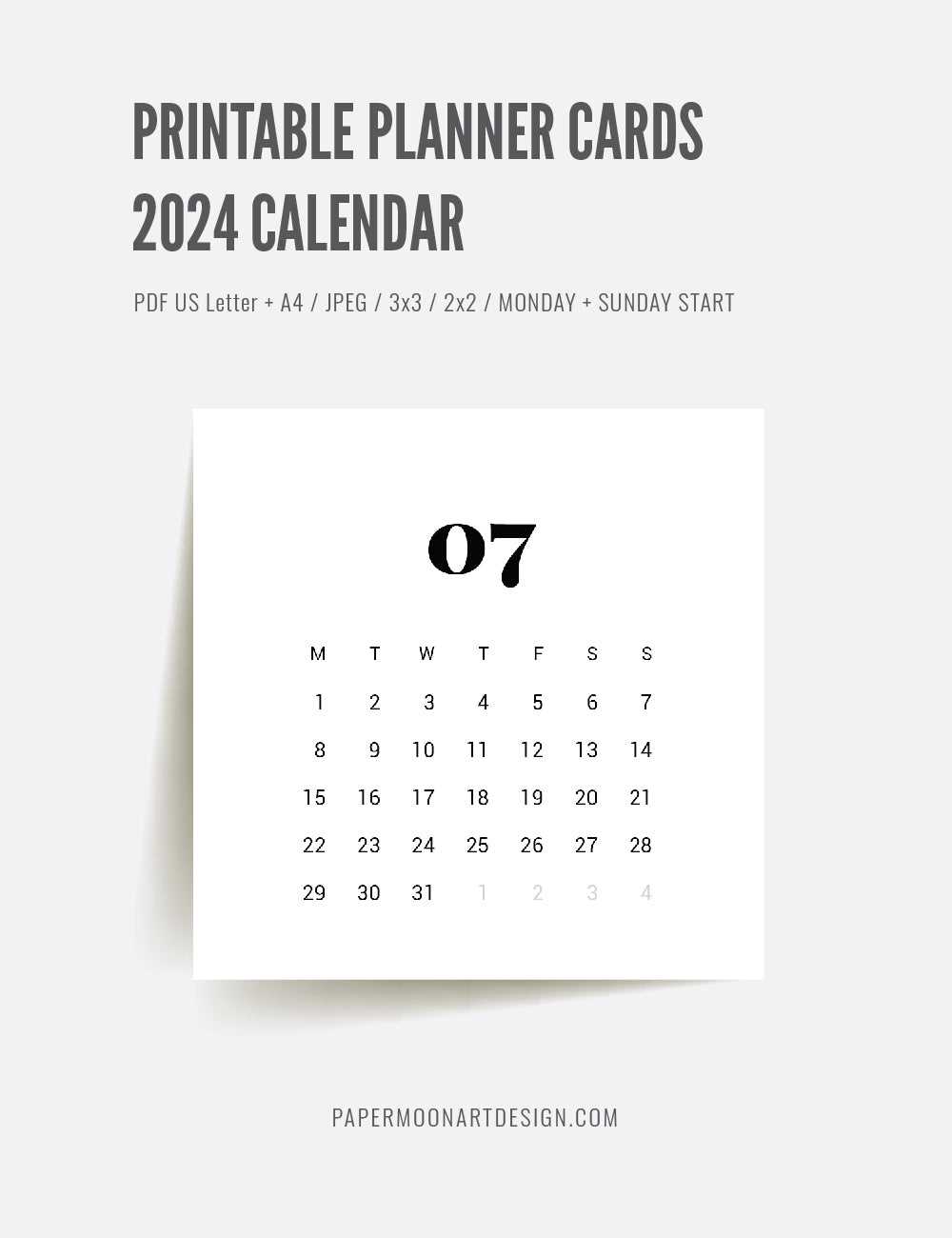 mini calendar template