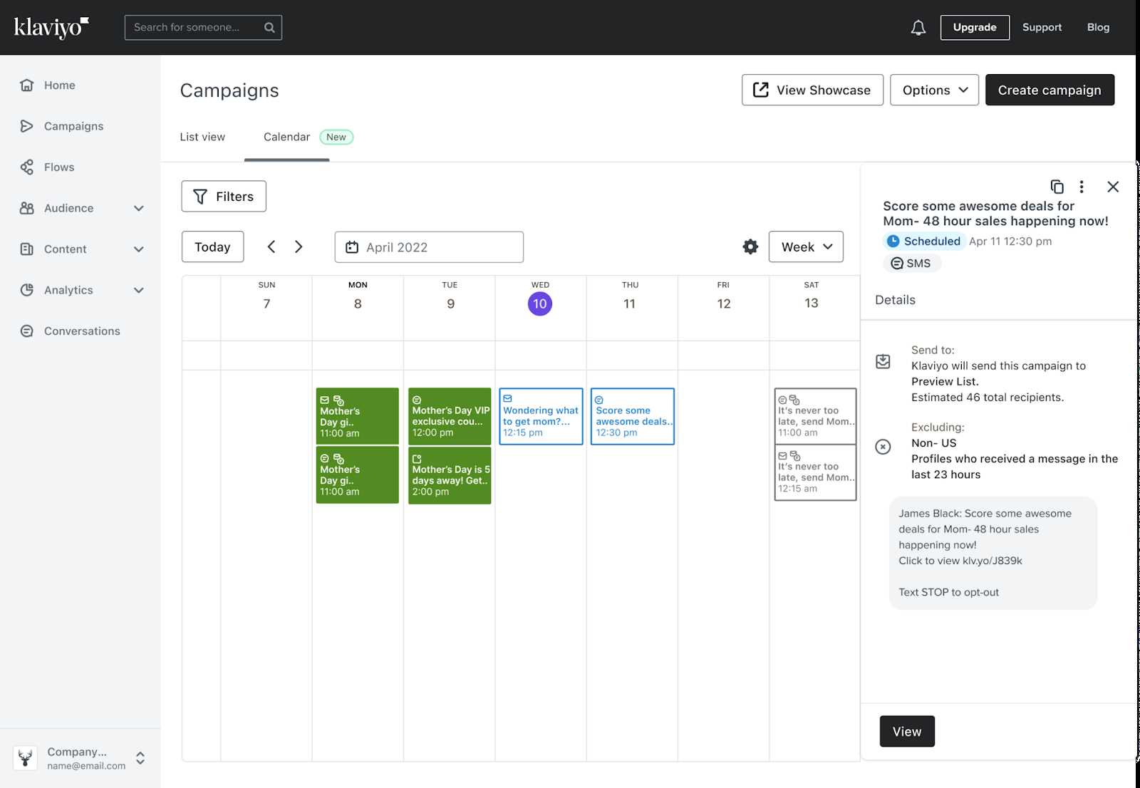 email calendar template