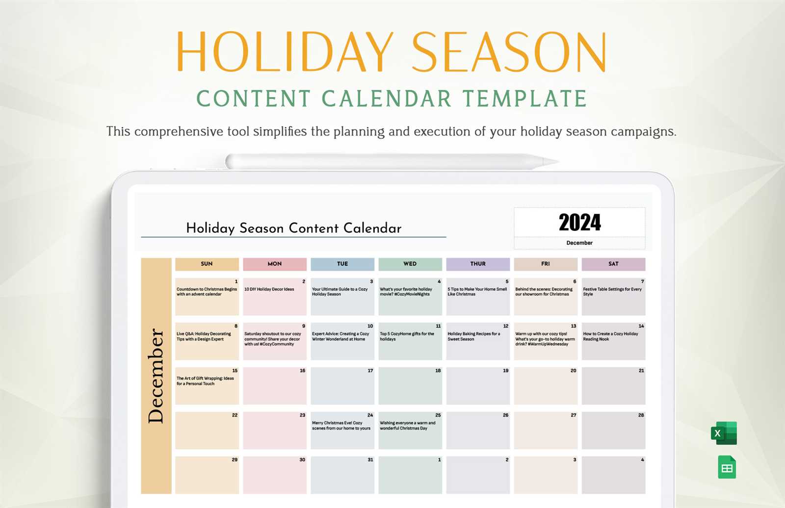 holiday calendar template