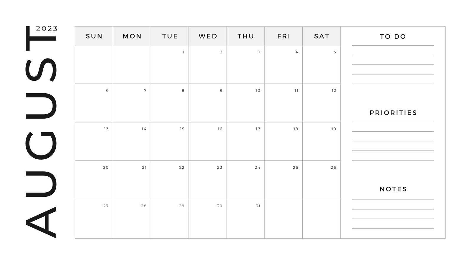 monthly blank calendar template