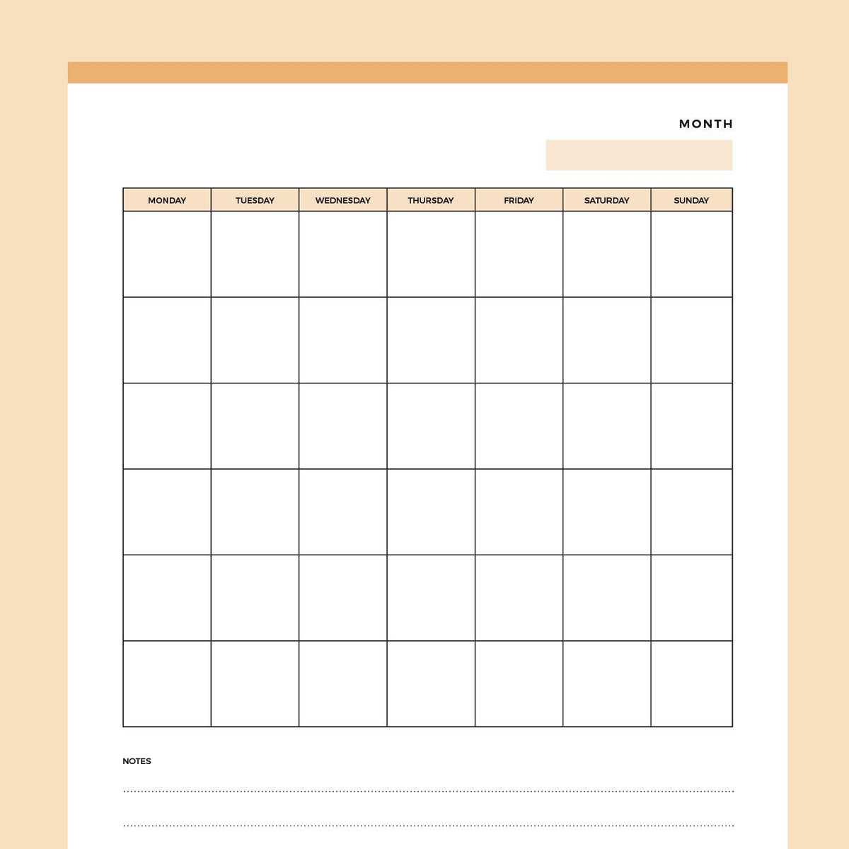 monday saturday calendar template