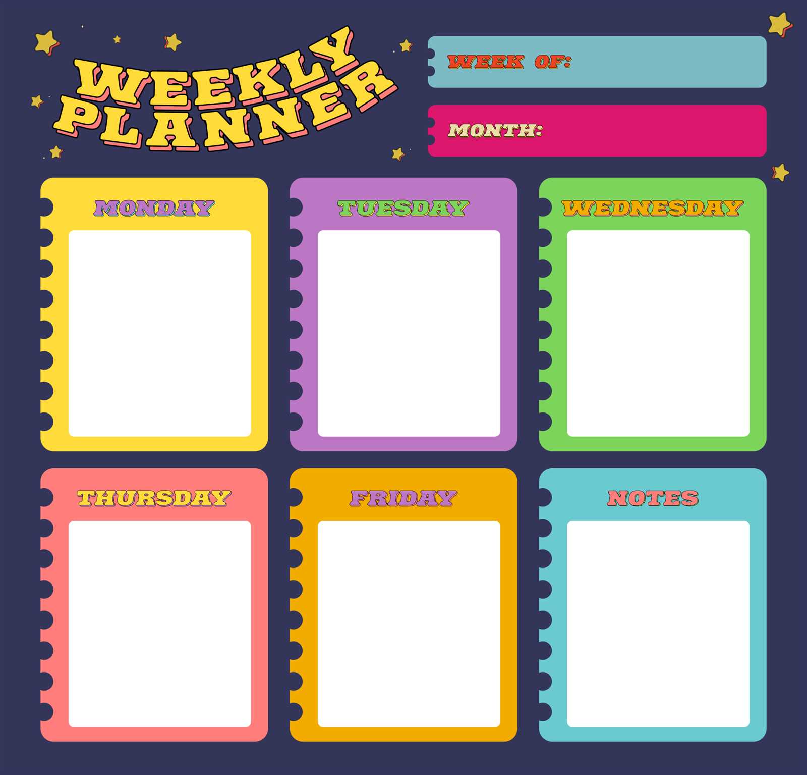 monday thru friday calendar template free