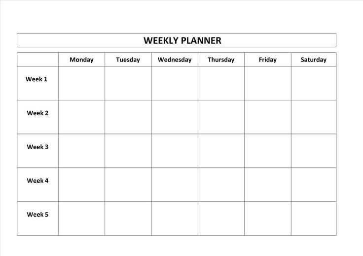 monday thru friday calendar template