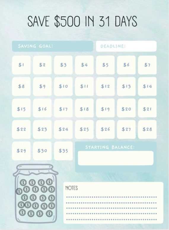 money saving calendar template