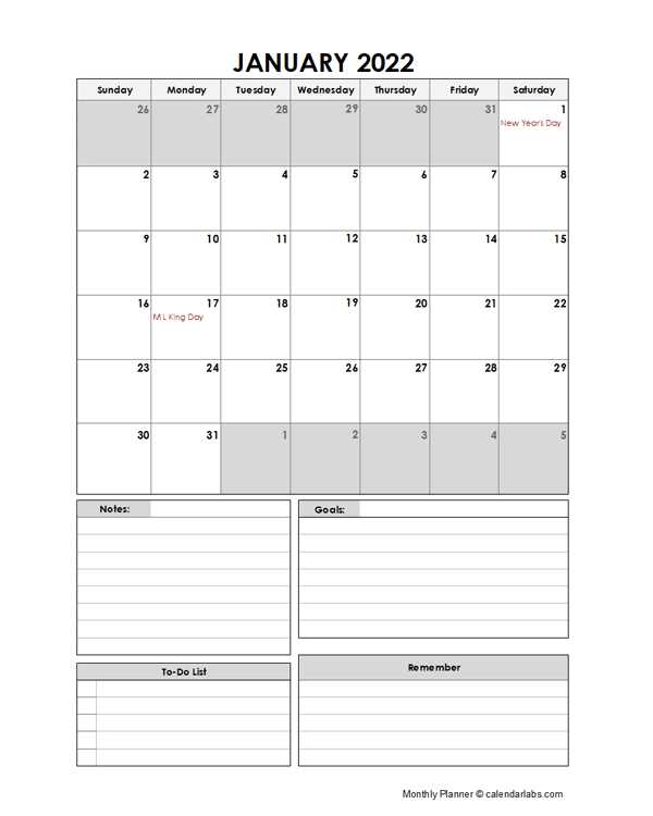 month at a glance calendar template