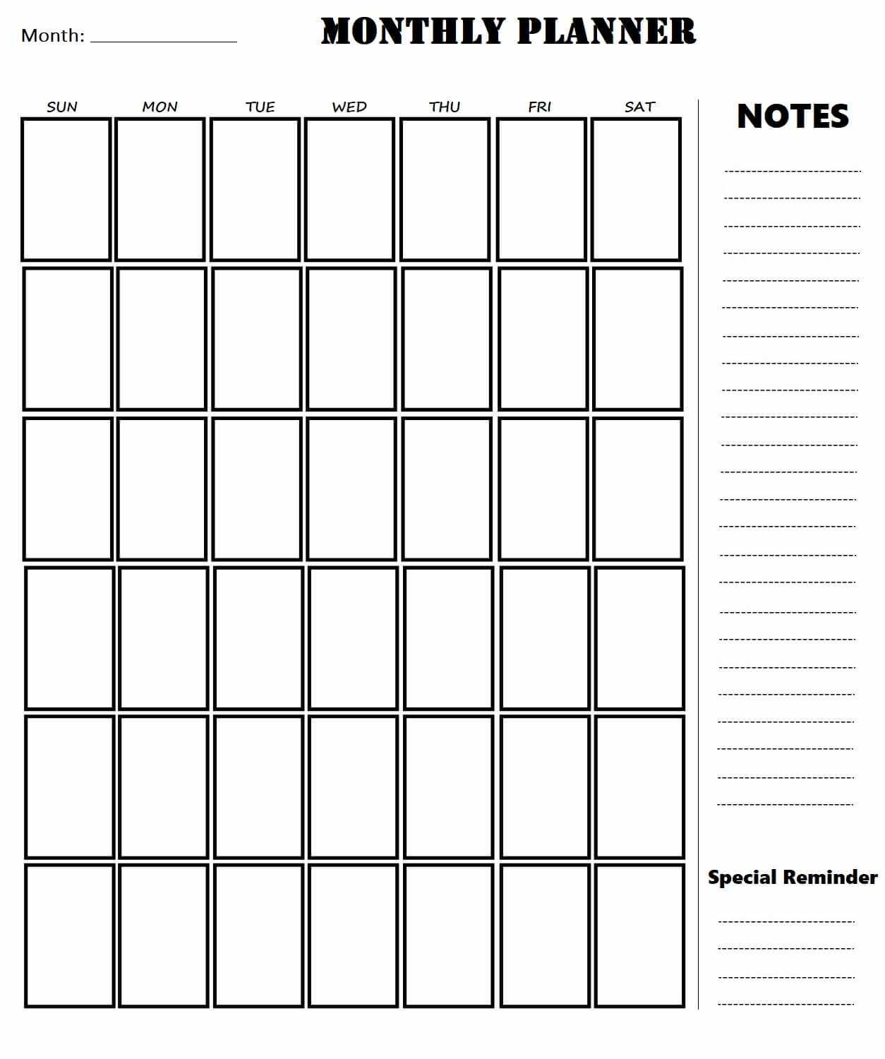 month calendar template printable