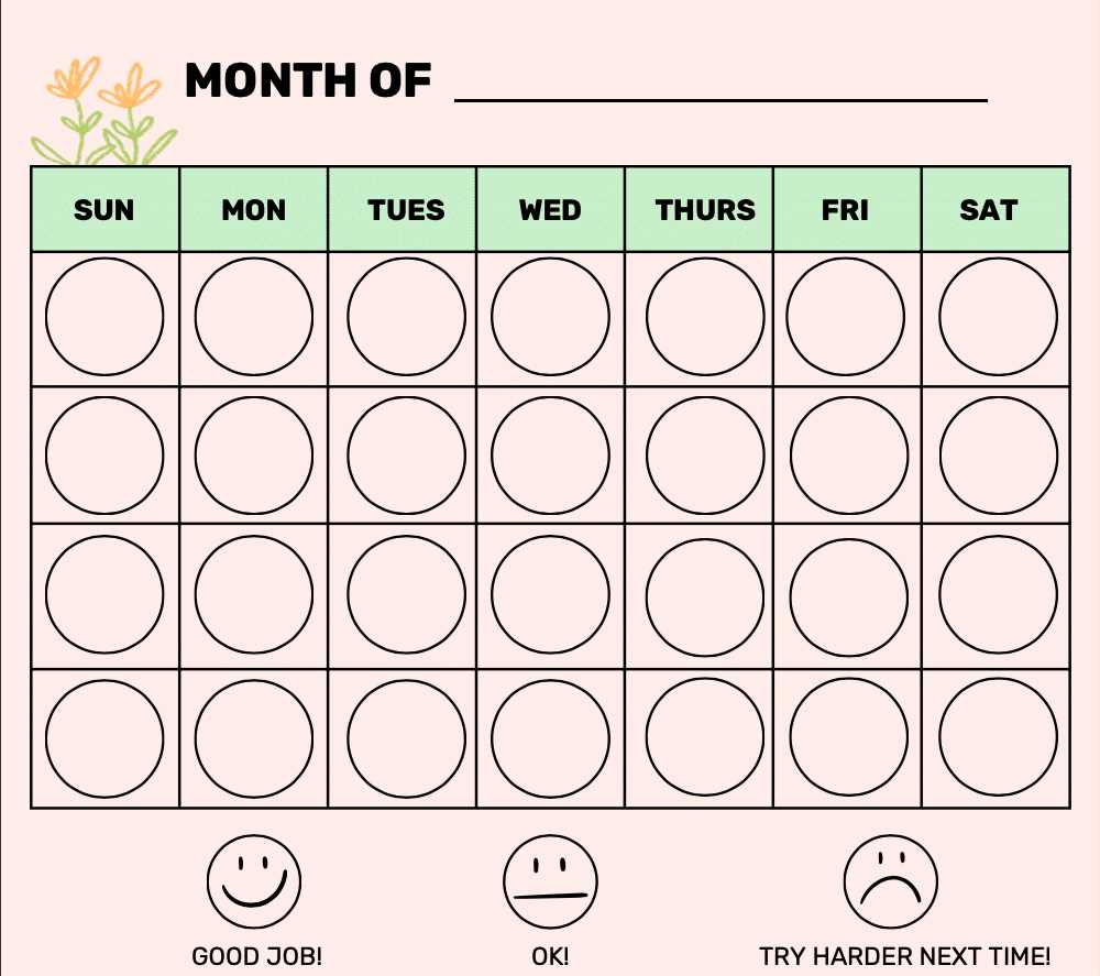 monthly behavior calendar template