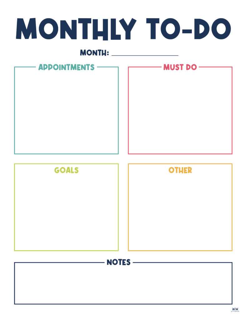 monthly calendar list template