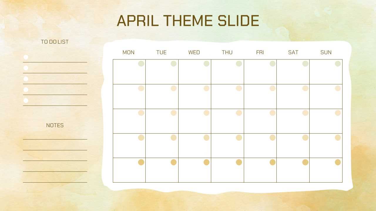 monthly calendar list template