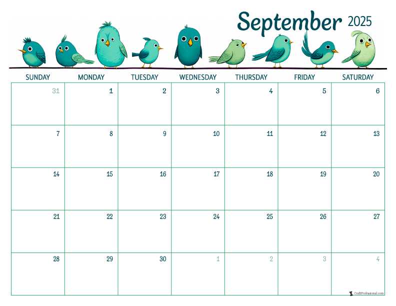 monthly calendar template 2025 september