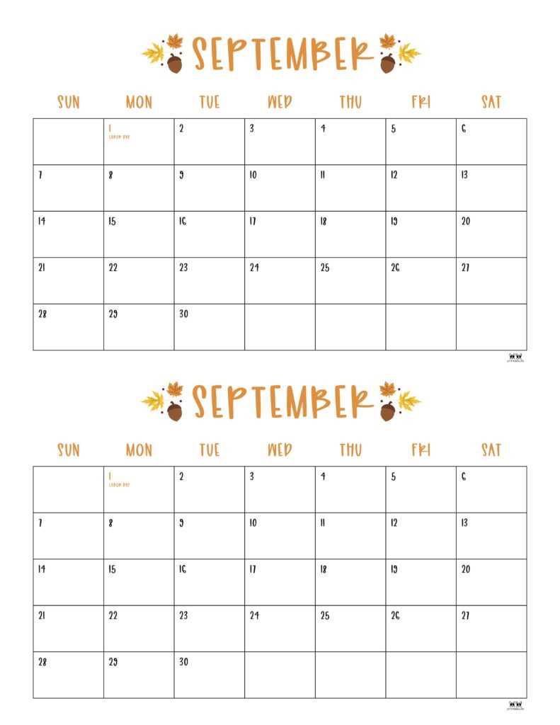 monthly calendar template 2025 september