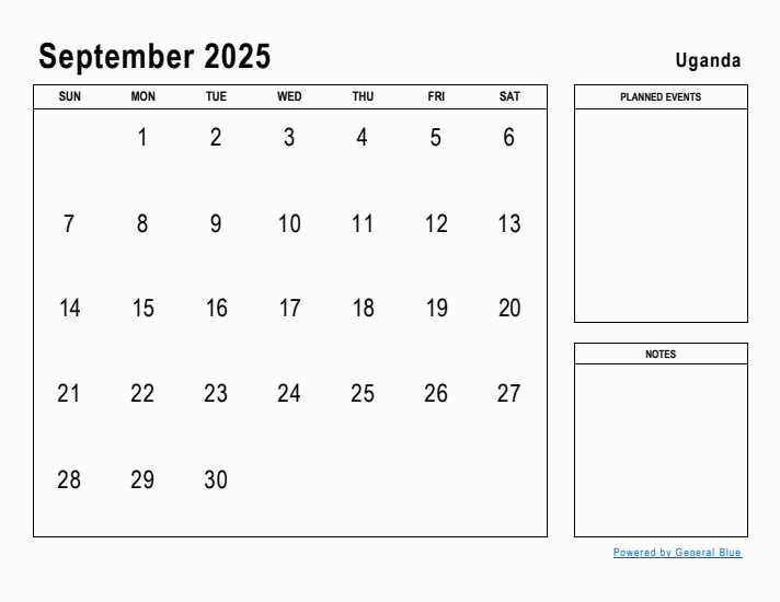 monthly calendar template 2026 september