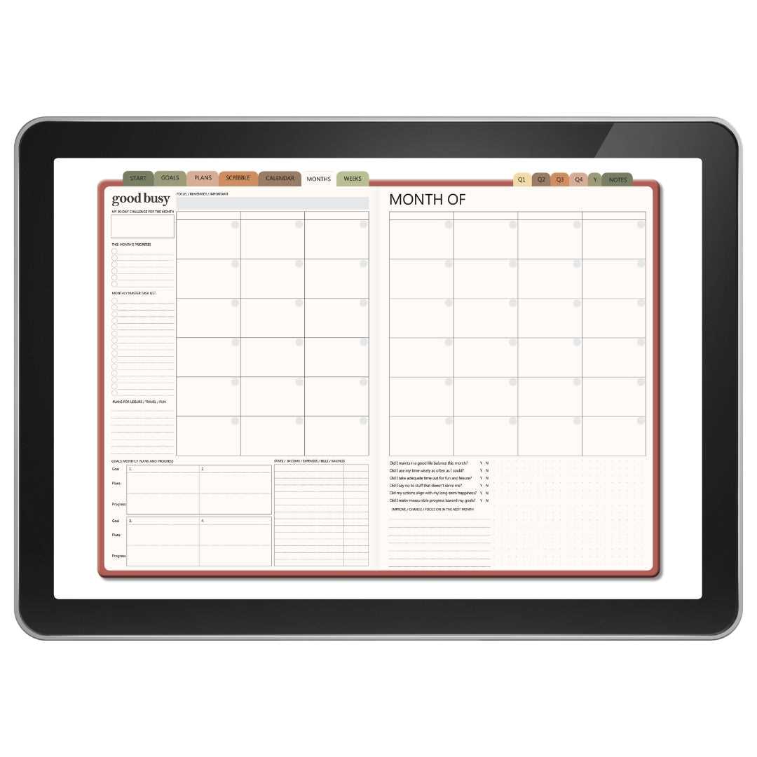 monthly calendar template goodnotes