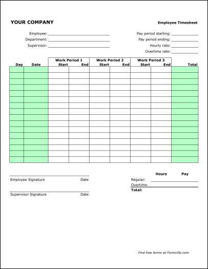 monthly calendar timesheet template