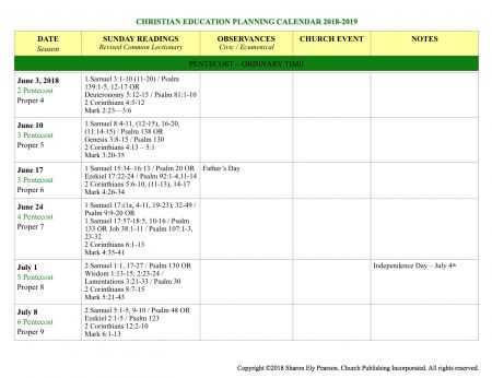 monthly church calendar template