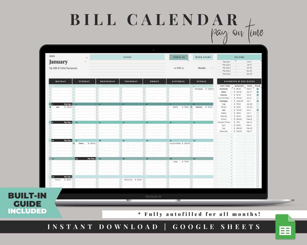 monthly expense calendar spreadsheet template