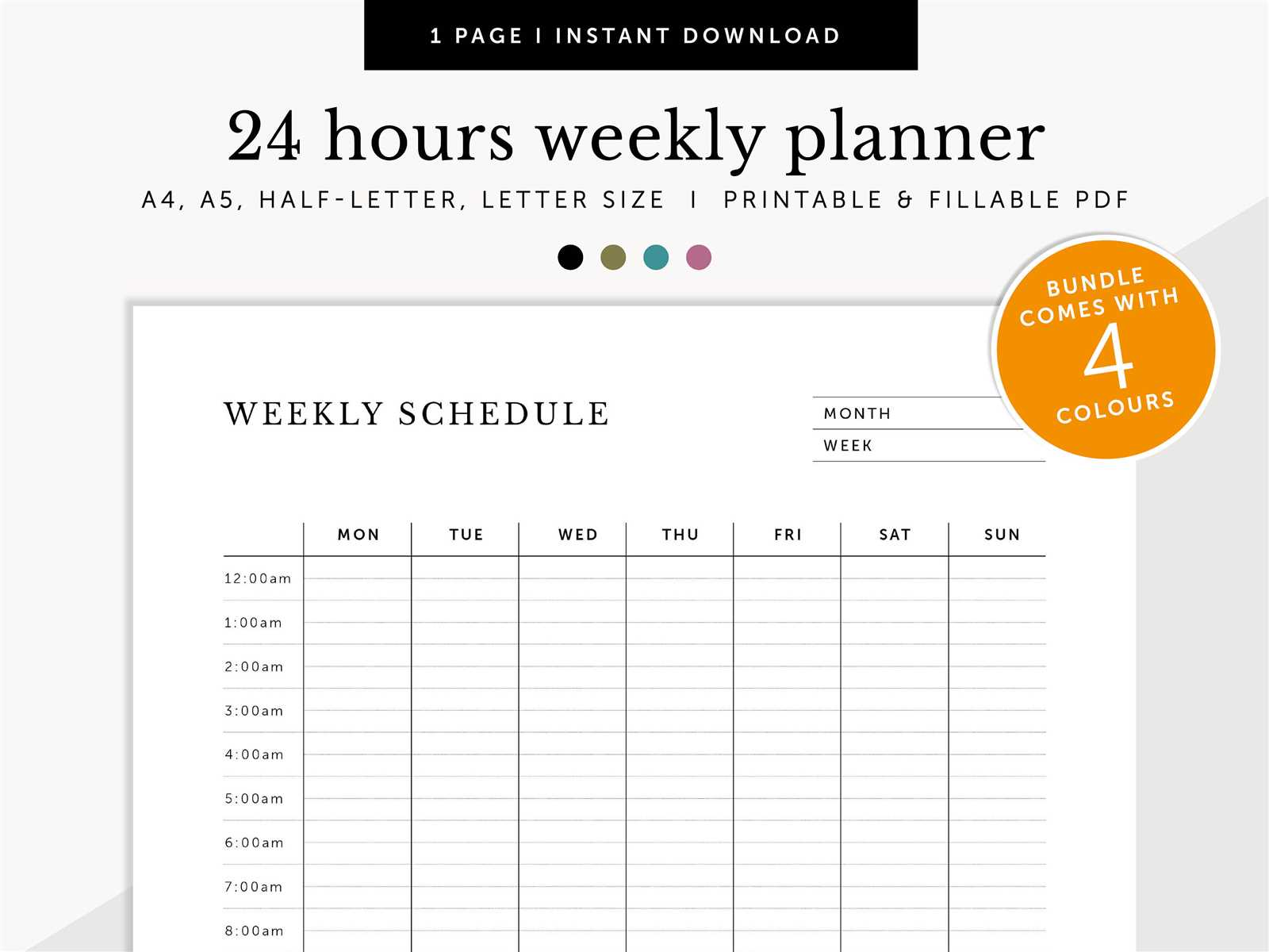 monthly hourly calendar template