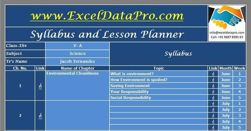 monthly lesson plan calendar template