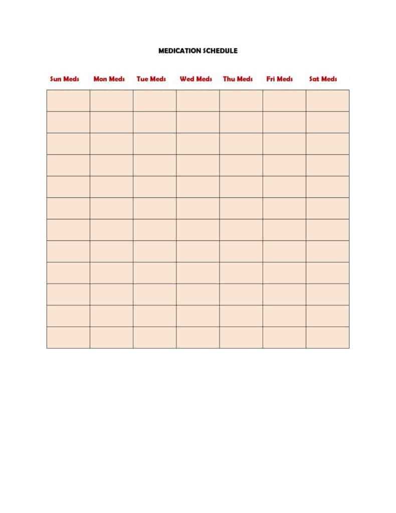 monthly medication calendar template