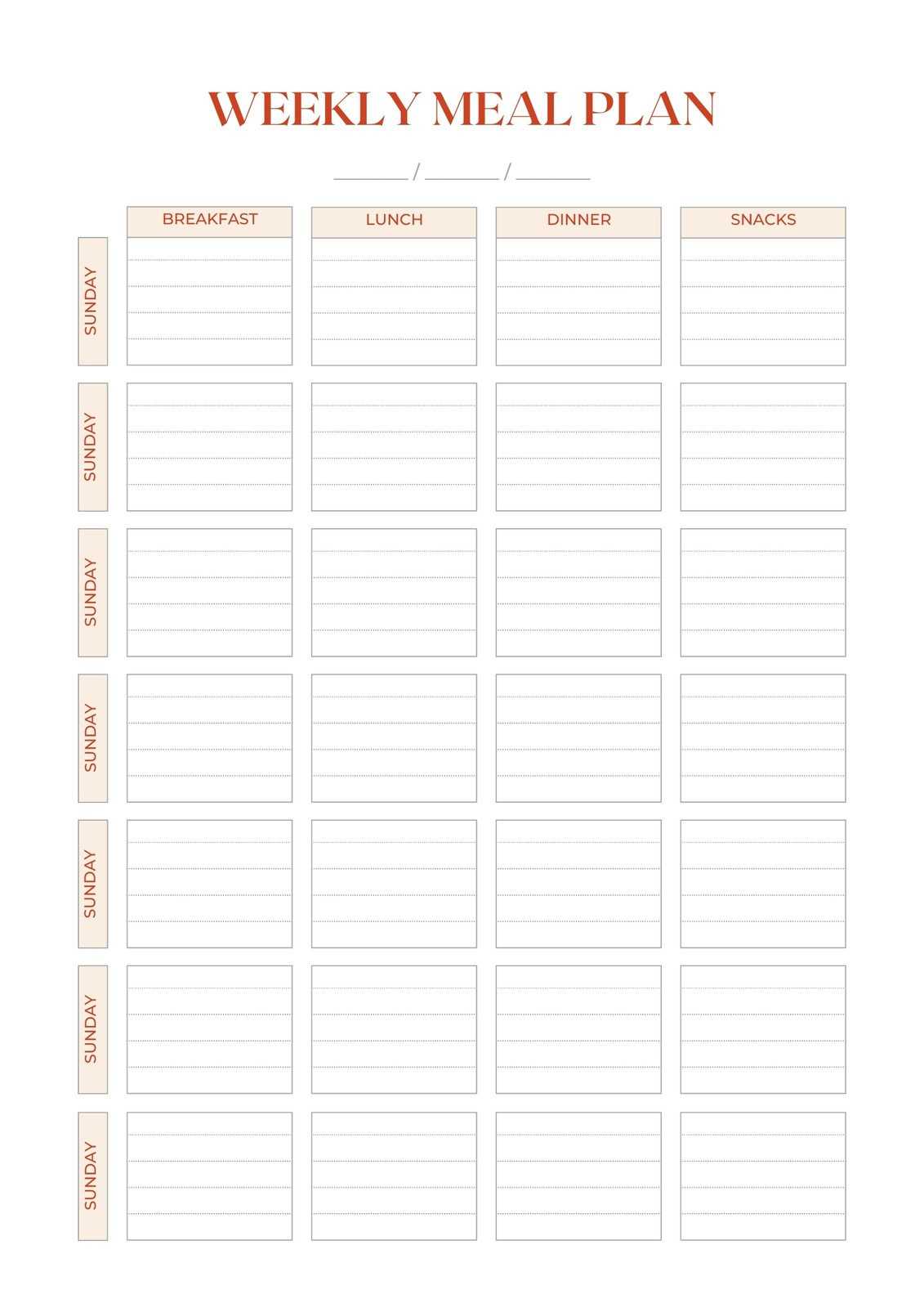 monthly menu calendar template