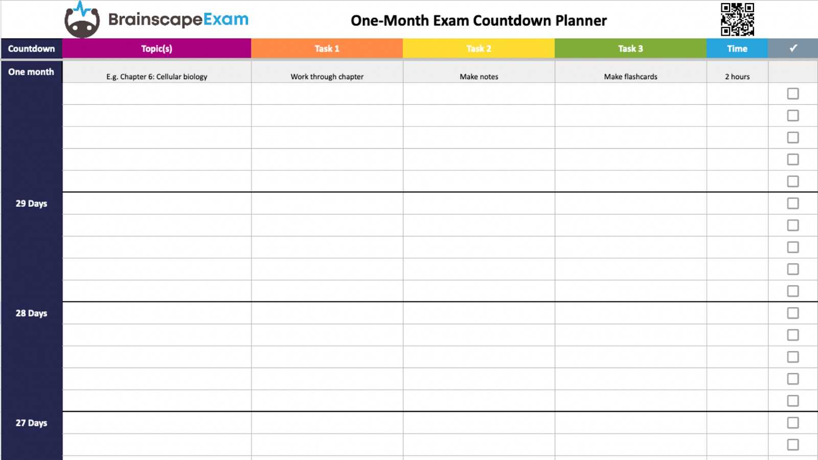 monthly study calendar template