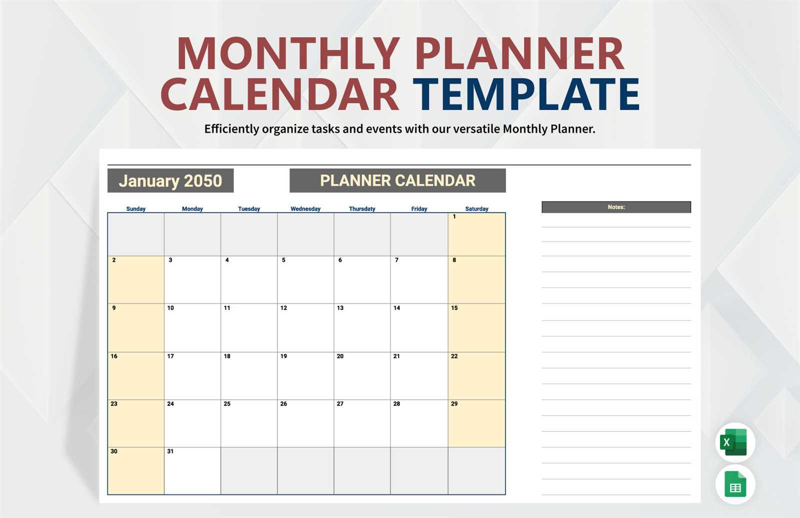 montly calendar template