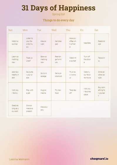 mood calendar template