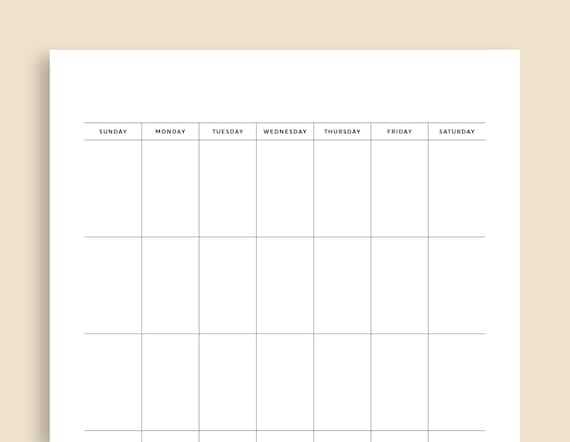 blank 5 day calendar template