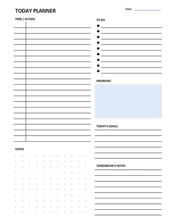 time and action calendar template