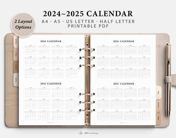 2 page calendar template 2025