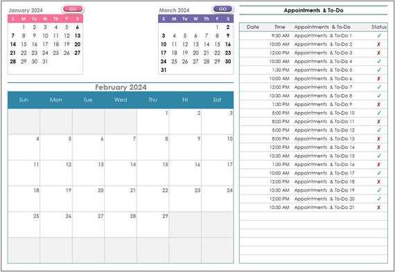 template for appointment calendar