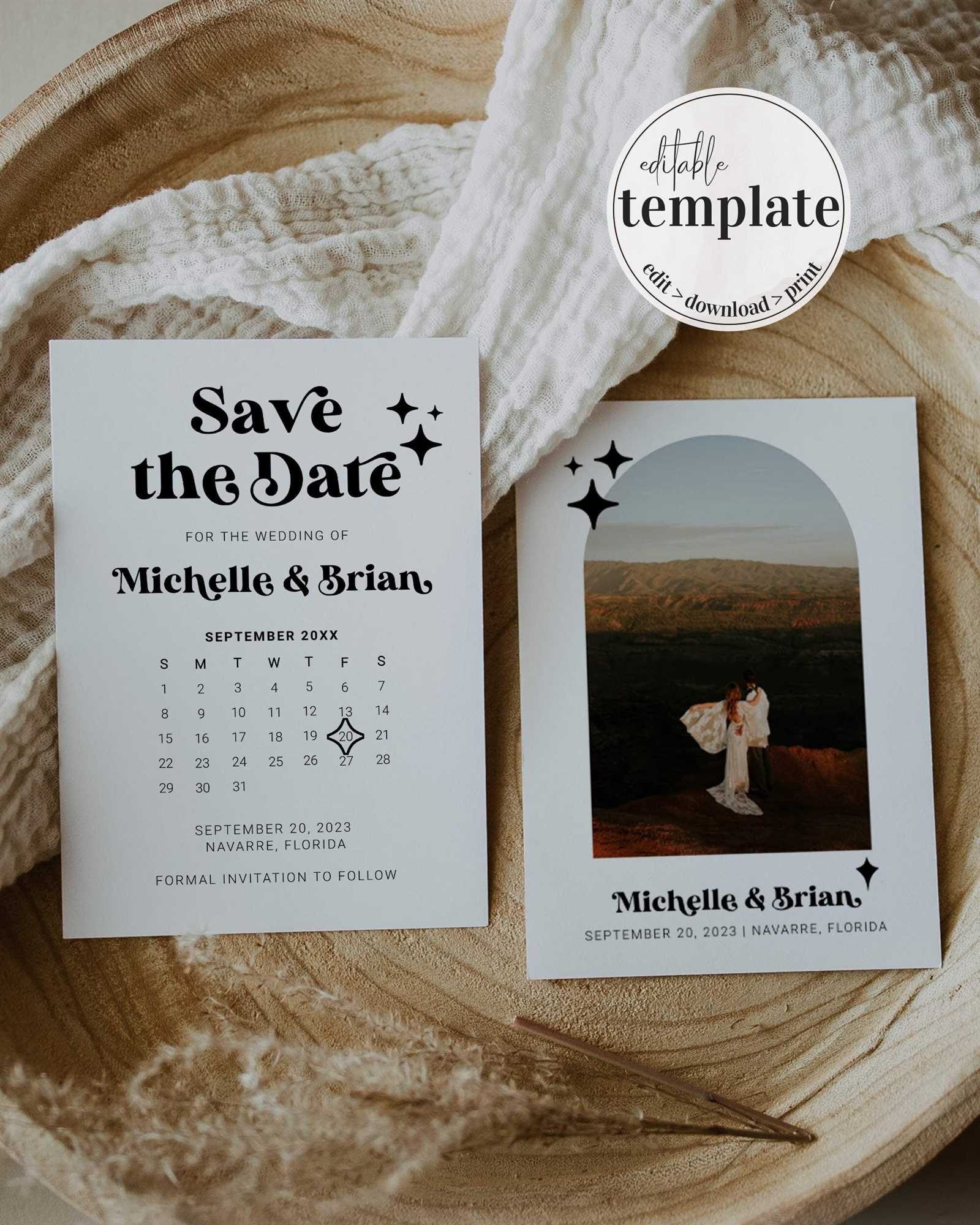 wedding save the date calendar template