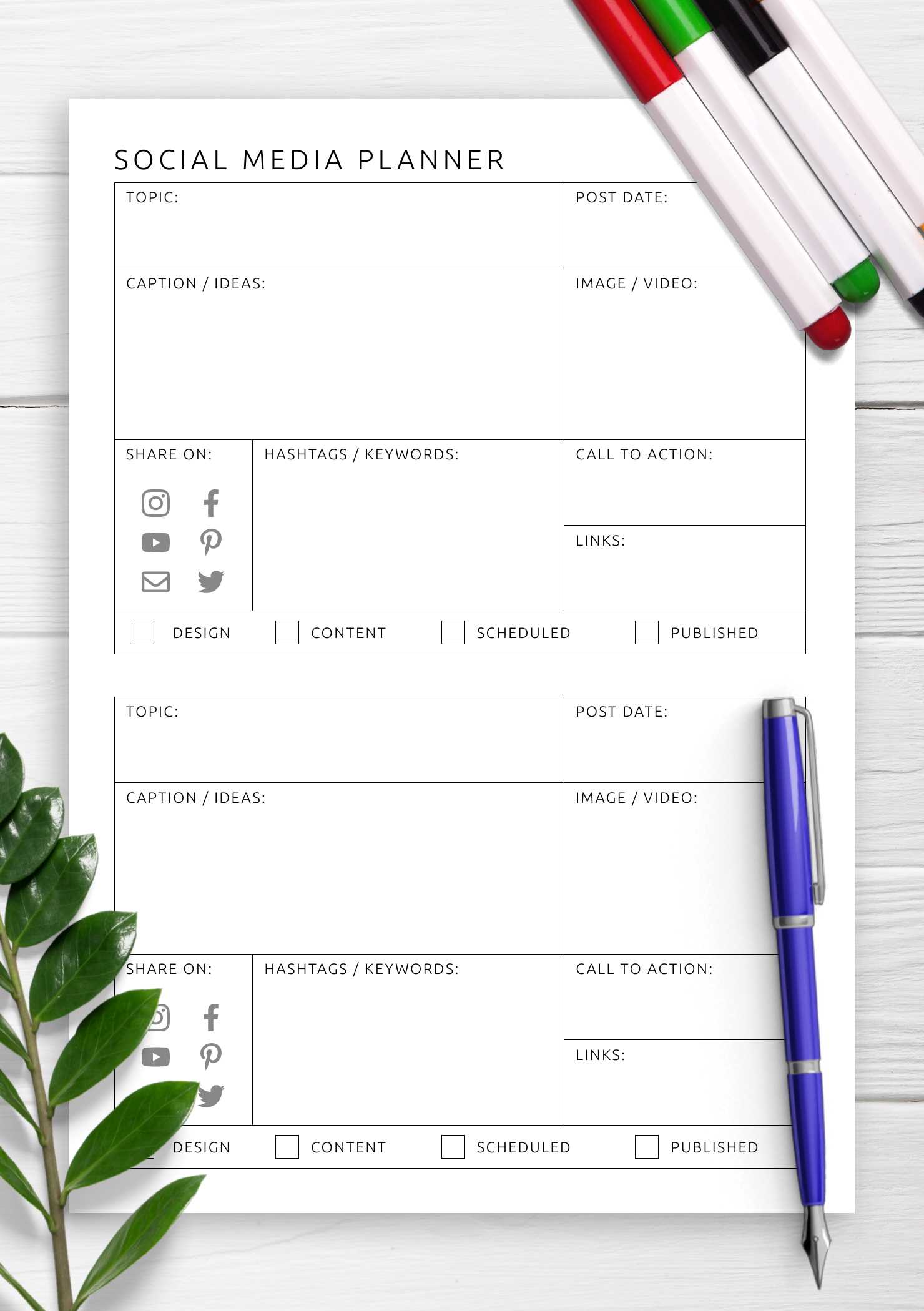 social media calendar planner template