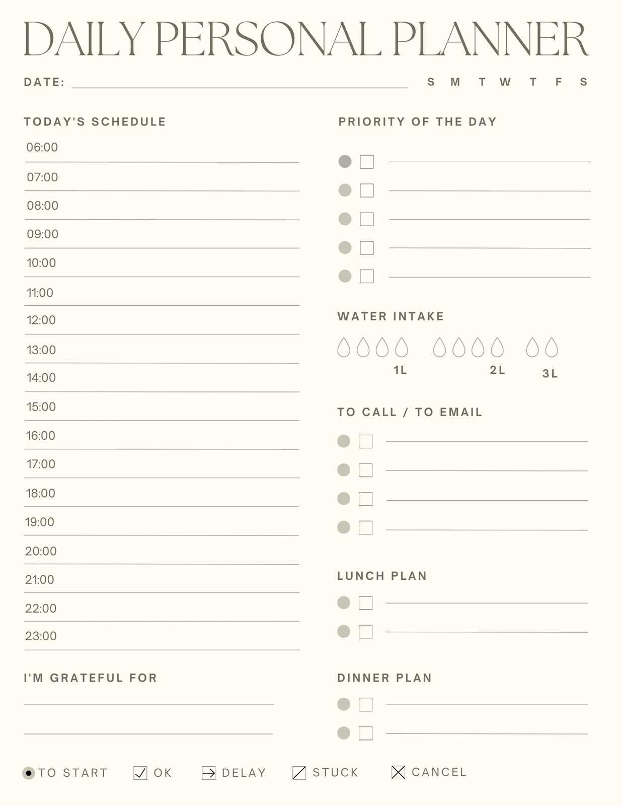 daily calendar log template