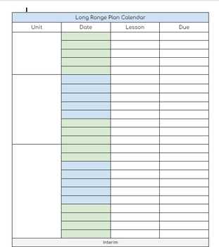 long range training calendar template